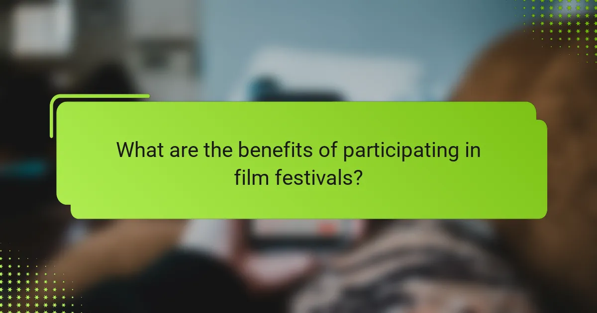 What are the benefits of participating in film festivals?