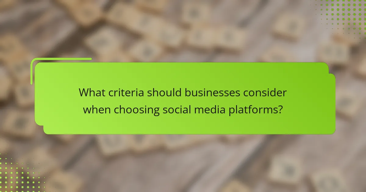 What criteria should businesses consider when choosing social media platforms?